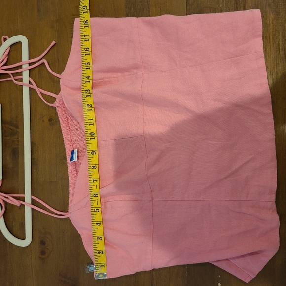 Old Navy Bubble Gum Pink Linen Blend Tie Strap Tank Top - Picture 6 of 8